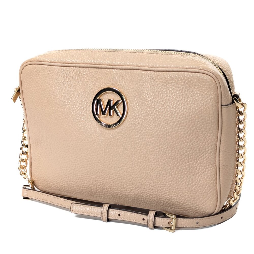 MICHAEL KORS MK Fulton Fawn Crossbody Leather Bag Tan - Picture 3 of 12